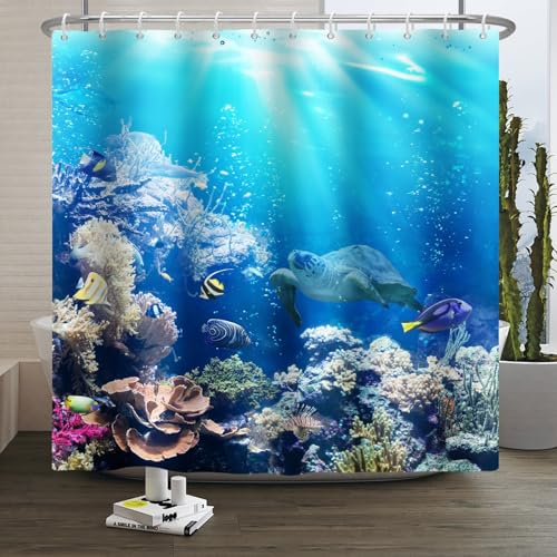 Xiaoterna Ozean Duschvorhang Unterwasser Meeresleben Duschvorhang Meereswelt Schildkröten Fische Badezimmervorhang Korallenriff Floral Wasserdicht Schimmelresistent Badezimmerdekoration 150x180cm Xiaoterna Ozean Duschvorhang Unterwasser Meeresleben Duschvorhang Meereswelt Schildkröten Fische Badezimmervorhang Korallenriff Floral Wasserdicht Schimmelresistent Badezimmerdekoration 150x180cm von Xiaoterna