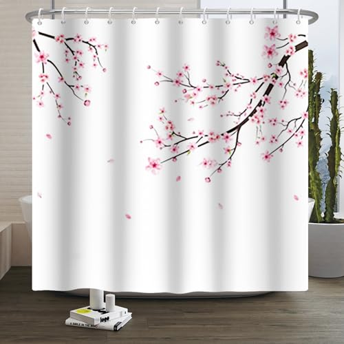 Xiaoterna Rosa Duschvorhang Japanische Kirschblüte Schimmelpilzsicherer Badvorhang Aquarell rosa Kirschblütenzweig Weiß Wasserdicht Maschinenwaschbar Polyester Gewebe Duschvorhang 180x200cm Xiaoterna Rosa Duschvorhang Japanische Kirschblüte Schimmelpilzsicherer Badvorhang Aquarell rosa Kirschblütenzweig Weiß Wasserdicht Maschinenwaschbar Polyester Gewebe Duschvorhang 180x200cm von Xiaoterna