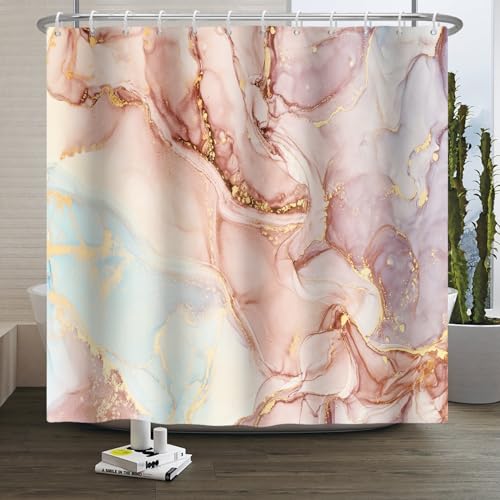 Xiaoterna Rosa Marmor Duschvorhang Gold Puder Wasserdichter Badvorhang Luxuriöser Abstrakter bunter rosa Goldener Punkte Marmor waschbarer Duschvorhang Schimmelresistenter Stoff 120x180cm Xiaoterna Rosa Marmor Duschvorhang Gold Puder Wasserdichter Badvorhang Luxuriöser Abstrakter bunter rosa Goldener Punkte Marmor waschbarer Duschvorhang Schimmelresistenter Stoff 120x180cm von Xiaoterna