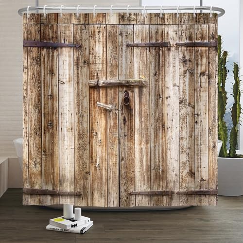 Xiaoterna Rustikaler Duschvorhang Klassisch Braun Scheunentür Bad Vorhang Klassisch Holzbrett Tür Schimmel und Schimmelpilz resistent waschbar Duschvorhang für Badezimmer Dekoration 180x240cm Xiaoterna Rustikaler Duschvorhang Klassisch Braun Scheunentür Bad Vorhang Klassisch Holzbrett Tür Schimmel und Schimmelpilz resistent waschbar Duschvorhang für Badezimmer Dekoration 180x240cm von Xiaoterna