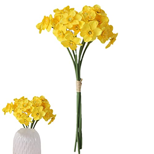 Xiaoxin Künstliche Narzissen-Blumen, 6 Köpfe, Seiden-Narzissen-Blumenstrauß mit Stielen, Blumenarrangement, Kunstblumen, Zuhause, Brautdekoration von Xiaoxin