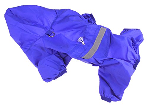 XIAOYU einstellbare Pet Hund wasserdichte Overall Regenmantel Jacke mit sicheren reflektierenden Streifen, blau, M von XIAOYU