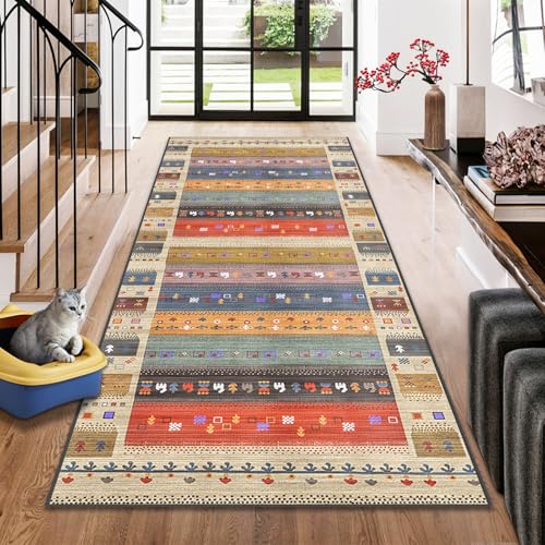 Teppich Läufer Flur Küchenläufer Vintage Teppichläufer Flur Küchenteppich Waschbar Rutschfest Flurteppich Läufer Lang Küche Teppich Eingangsbereich Polyester Meterware Anpassbar Rug 80 x 180 cm von Xiaputcr