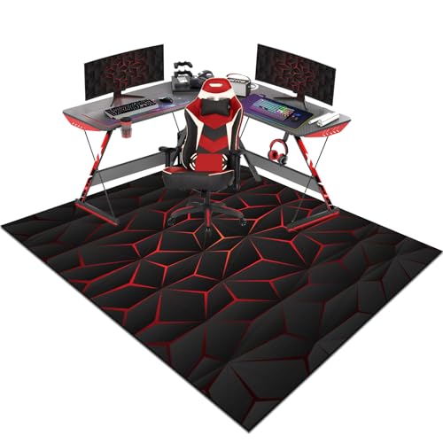 Xiaputcr Teppich Gaming Teppich Unterlagen rutschfest Bodenschutzmatte Bürostuhl Unterlage Schreibtischstuhl Teppich Unter Schreibtisch Stuhl Unterlage Schreibtisch Gamer Teppich Chairmat 90 x 120 cm von Xiaputcr