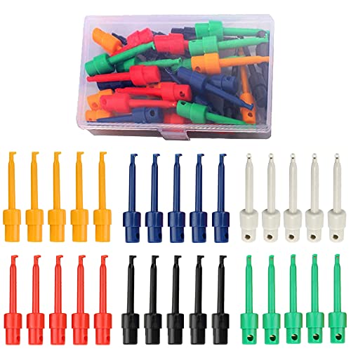 Xiatiaosann 30pcs Multimeter Draht Blei Test Hook Clip,Messklemmen,Messspitzen,Multimeter buntes Zubehör zum Testen elektronischer Komponenten, Reparaturwerkzeug, PCB-Tester-Grabber von Xiatiaosann