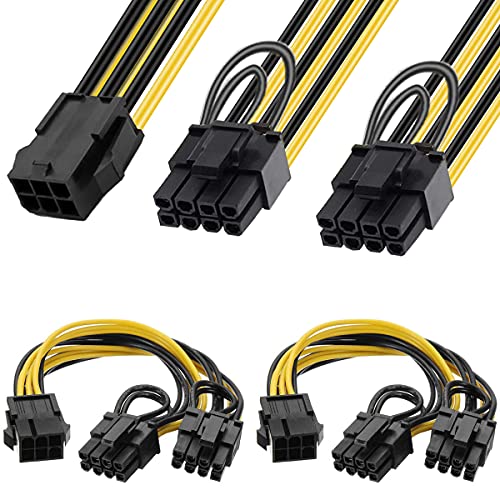 Xiatiaosann GPU Grafikkarte Stromkabel 6Pin auf 2 X 8Pin PCI Express Y-Splitter Kabel, 2 Stück Netzteil 6 Pin Buchse auf Dual PCI-E 8 Pin 6+2 Pin Stecker Adapterkabel von Xiatiaosann