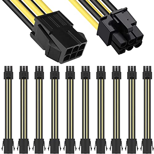 Xiatiaosann Grafikkarte Kabel PCI-E 6-pin Buchse auf PCI-E 6-pin Stecker Adapter Kabel, 10er Pack 6-pin PCI Express Stromkabel für Computer Netzteil, 7,8 Zoll von Xiatiaosann