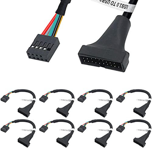 Xiatiaosann Mainboard USB 2.0 9pin auf 20pin USB 3.0 Kabel, 8 Stück 20pin Stecker Header zu 9pin Buchse Adapter Konverter Kabel, 15 cm von Xiatiaosann