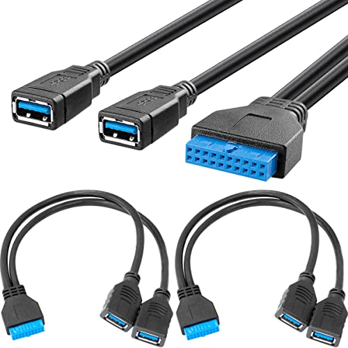 Xiatiaosann Mainboard USB3.0 Kabel 20-pin USB Splitter Buchse auf 2x Typ A Buchse Adapter Mainboard Intern Verlängerungsport 20-pin IDC Anschluss Konverterkabel, 25 cm / 9,8 Zoll, 2 Stück von Xiatiaosann