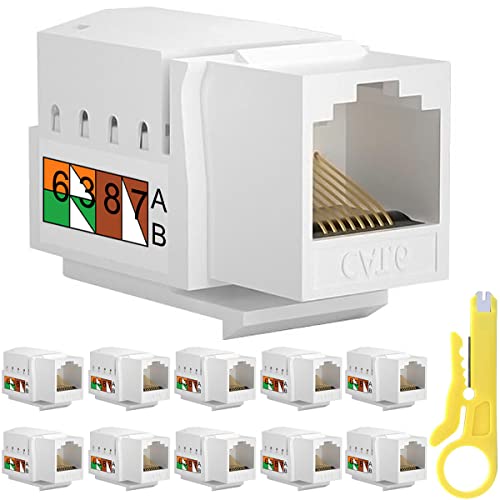 Xiatiaosann RJ45 Keystone Jack Cat6, Ethernet Wall Jack Inline Koppler Cat6 Netzwerkkoppler Cat5/5e/6 Kompatibel - Cat6 Netzwerkkoppler, 10 Stück von Xiatiaosann