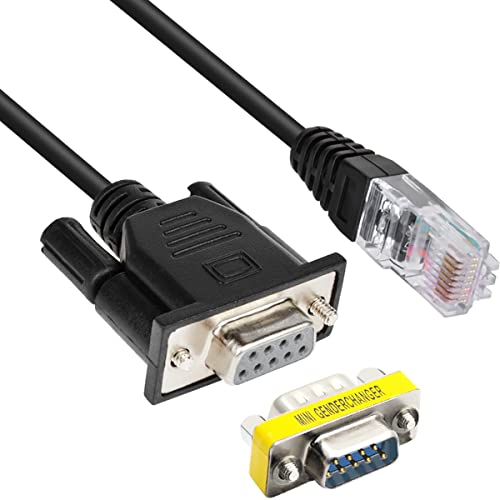 Xiatiaosann RJ45 auf RS232 Serial DB9 9-pin Adapter Konsolenkabel für Cisco zu Computer, RJ45 Stecker Ethernet LAN Rollover Konsolenkabel, mit DB9 Gender Converter von Xiatiaosann