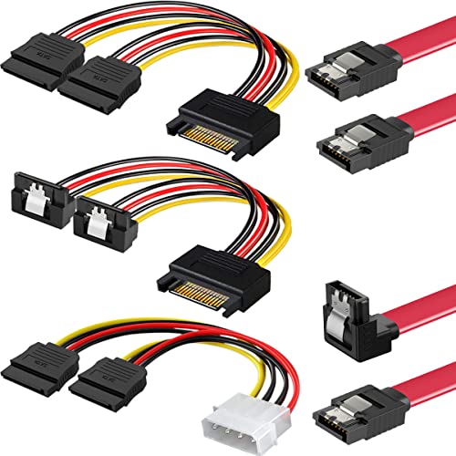 Xiatiaosann SATA Kabel Stromkabel Datenkabel SSD-HHD-Kabelsatz, Molex 4-pin auf 2x SATA 15-pin Stromkabel, SATA Y Splitter, 5 Stück Festplattenkabel-Kit von Xiatiaosann