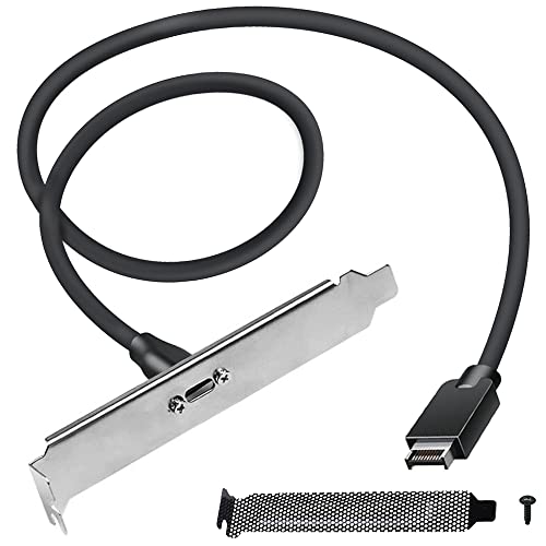 Xiatiaosann USB 3.1 Frontplatten-Header zu USB-C Typ-C Buchse Verlängerungskabel, USB-C-Buchse auf 20-poligen USB-Typ-E-A-Key-Stecker mit PCI-Halterung, 15,7 Zoll, mit Mesh-Staubschutzblende, Schraube von Xiatiaosann