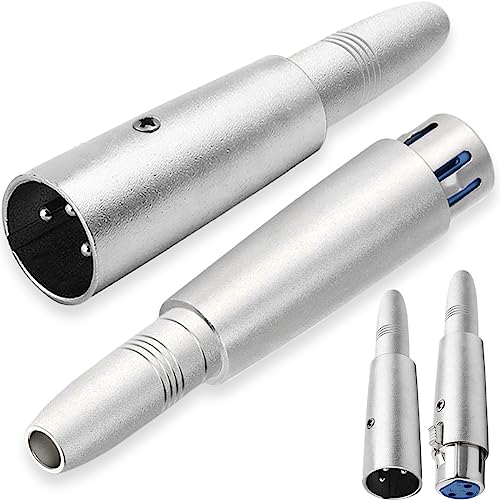 Xiatiaosann XLR 3 Pin Stecker auf Klinke 6,35 mm Buchse Adapterbuchse Audio Stecker TRS Klinke, XLR Buchse auf 1/4" Buchse Mikrofon Mixer Stereo Konverter, Silber, 4 Stück von Xiatiaosann