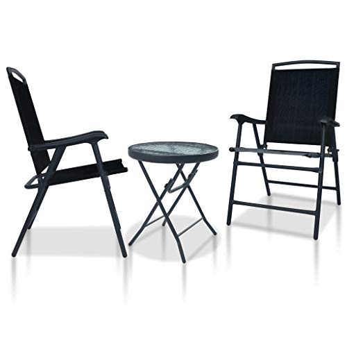 3-TLG. Bistro-Set, Gartenset Tisch Und Stühle, Balkon Möbel Für Kleinen Balkon, Terrassenmöbel, Balkonset, Balkonmöbel, Schwarz Stahl von Xichuzi