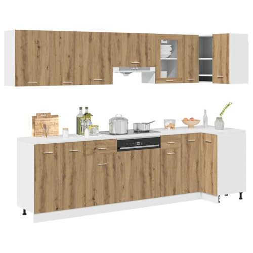 Xichuzi 11-TLG. Küchenschrank-Set Artisan-Eiche Holzwerkstoff, Küchenzeile, Küchenmöbel, Küchenunterschränke, Küchenblock - 3328580 von Xichuzi