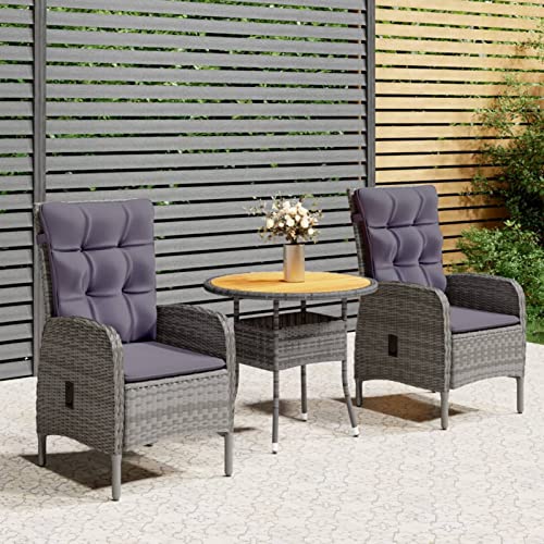 Xichuzi 3-TLG. Garten-Bistro-Set, Bierzeltgarnitur, Gartenbar, Biertisch Bierbänke, Garten Möbel, Gartenmöbel Set, Balkonmöbel, Poly Rattan Grau von Xichuzi