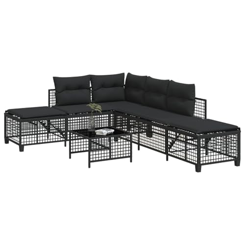 Xichuzi 3-TLG. Garten-Ecksofa-Set mit Kissen Schwarz Poly Rattan, Balkonmöbel Set, Gartenmöbel Set, Gartenlounge, Terassenmöbel, Lounge Sofa Outdoor - 365444 von Xichuzi