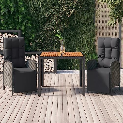 Xichuzi 3-TLG. Garten-Essgruppe mit Kissen Schwarz Poly Rattan, Esstisch Mit Stühlen Set, Gartenmöbel Sitzgruppe, Balkon Möbel, Gartenlounge Set, Terrassenmöbel, Balkonmöbel Set - 3185074 Xichuzi 3-TLG. Garten-Essgruppe mit Kissen Schwarz Poly Rattan, Esstisch Mit Stühlen Set, Gartenmöbel Sitzgruppe, Balkon Möbel, Gartenlounge Set, Terrassenmöbel, Balkonmöbel Set - 3185074 von Xichuzi