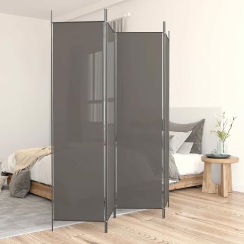 Xichuzi 4-TLG. Paravent, Raumtrenner, Raumteiler, Trennwand, Room Divider, Balkon Sichtschutz, Umkleidekabine Freistehend, Stellwand Sichtschutz, Anthrazit 200x220 cm Stoff von Xichuzi