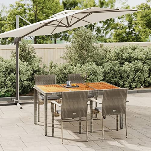 Xichuzi 5-TLG. Garten-Essgruppe mit Kissen Grau Poly Rattan, Esstisch Mit Stühlen Set, Gartenmöbel Sitzgruppe, Balkon Möbel, Gartenlounge Set, Terrassenmöbel, Balkonmöbel Set - 3184995 von Xichuzi