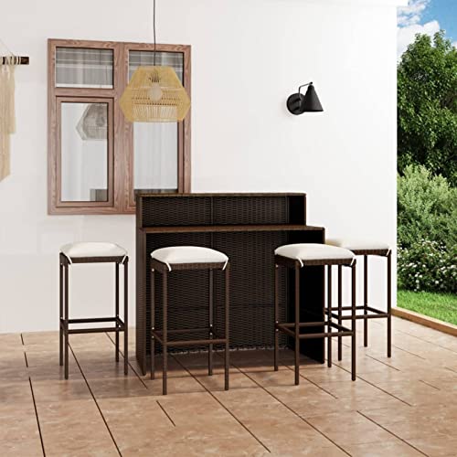 Xichuzi 5-TLG. Gartenbar-Set mit Kissen, Gartenset Tisch Und Stühle, Balkon Möbel Für Kleinen Balkon, Balkonset, Terrassenmöbel, Balkonmöbel, Möbelsets, Braun Xichuzi 5-TLG. Gartenbar-Set mit Kissen, Gartenset Tisch Und Stühle, Balkon Möbel Für Kleinen Balkon, Balkonset, Terrassenmöbel, Balkonmöbel, Möbelsets, Braun von Xichuzi