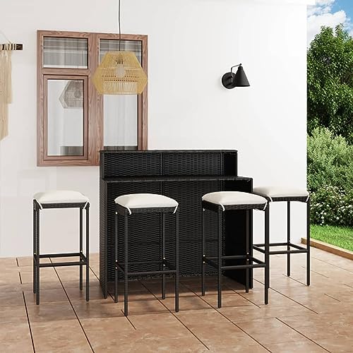 Xichuzi 5-TLG. Gartenbar-Set mit Kissen, Gartenset Tisch Und Stühle, Balkon Möbel Für Kleinen Balkon, Terrassenmöbel, Balkonset, Balkonmöbel, Möbelsets, Schwarz von Xichuzi