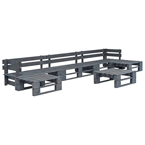Xichuzi 6-TLG. Garten-Sofagarnitur aus Paletten, Lounge Gartenmöbel, Gartenlounge, Balkon Lounge, Loungemöbel, Sitzecke Balkon, Sitzlounge Garten, Holz Grau von Xichuzi