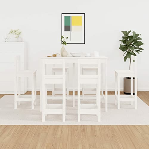 Xichuzi 7-TLG. Bar-Set Weiß Massivholz Kiefer, Bartisch Mit Barhocker Set, Hochtisch Mit Stühlen Set, Esstisch Mit Stühlen, Küchentheke Mit Hocker - 3124713 Xichuzi 7-TLG. Bar-Set Weiß Massivholz Kiefer, Bartisch Mit Barhocker Set, Hochtisch Mit Stühlen Set, Esstisch Mit Stühlen, Küchentheke Mit Hocker - 3124713 von Xichuzi