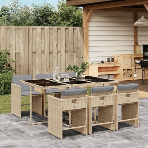 Xichuzi 7-TLG. Garten-Essgruppe mit Kissen Beigemischung Poly Rattan, Esstisch Mit Stühlen Set, Gartenmöbel Sitzgruppe, Balkon Möbel, Gartenlounge Set, Terrassenmöbel, Balkonmöbel Set - 3277859 Xichuzi 7-TLG. Garten-Essgruppe mit Kissen Beigemischung Poly Rattan, Esstisch Mit Stühlen Set, Gartenmöbel Sitzgruppe, Balkon Möbel, Gartenlounge Set, Terrassenmöbel, Balkonmöbel Set - 3277859 von Xichuzi