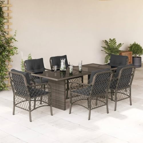 Xichuzi 7-TLG. Garten-Essgruppe mit Kissen Grau Poly Rattan, Esstisch Mit Stühlen Set, Gartenmöbel Sitzgruppe, Balkon Möbel, Gartenlounge Set, Terrassenmöbel, Balkonmöbel Set - 3212060 Xichuzi 7-TLG. Garten-Essgruppe mit Kissen Grau Poly Rattan, Esstisch Mit Stühlen Set, Gartenmöbel Sitzgruppe, Balkon Möbel, Gartenlounge Set, Terrassenmöbel, Balkonmöbel Set - 3212060 von Xichuzi