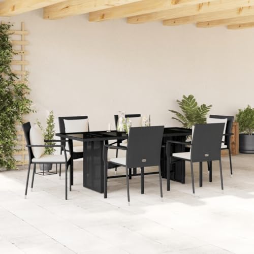 Xichuzi 7-TLG. Garten-Essgruppe mit Kissen Schwarz Poly Rattan, Esstisch Mit Stühlen Set, Gartenmöbel Sitzgruppe, Balkon Möbel, Gartenlounge Set, Terrassenmöbel, Balkonmöbel Set - 3213490 Xichuzi 7-TLG. Garten-Essgruppe mit Kissen Schwarz Poly Rattan, Esstisch Mit Stühlen Set, Gartenmöbel Sitzgruppe, Balkon Möbel, Gartenlounge Set, Terrassenmöbel, Balkonmöbel Set - 3213490 von Xichuzi