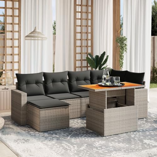 Xichuzi 7-TLG. Garten-Sofagarnitur mit Kissen Grau Poly Rattan, Balkonmöbel Set, Gartenmöbel Set, Gartenlounge, Terassenmöbel, Lounge Sofa Outdoor - 3271417 Xichuzi 7-TLG. Garten-Sofagarnitur mit Kissen Grau Poly Rattan, Balkonmöbel Set, Gartenmöbel Set, Gartenlounge, Terassenmöbel, Lounge Sofa Outdoor - 3271417 von Xichuzi