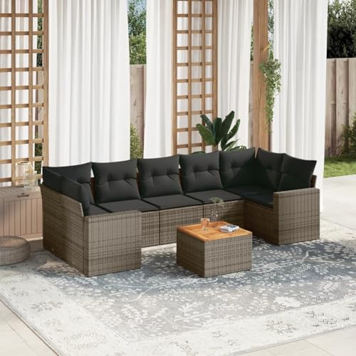 Xichuzi 8-TLG. Garten-Sofagarnitur mit Kissen Grau Poly Rattan, Lounge Gartenmöbel Set, Möbelsets, Balkon Möbel, Gartenlounge, Gartensofa - 3224037 von Xichuzi
