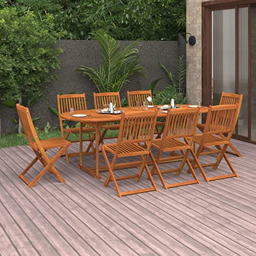 Xichuzi 9-TLG. Garten-Essgruppe Massivholz Akazie, Esstisch Mit Stühlen Set, Gartenmöbel Sitzgruppe, Balkon Möbel, Gartenlounge Set, Terrassenmöbel, Balkonmöbel Set - 3086976 von Xichuzi