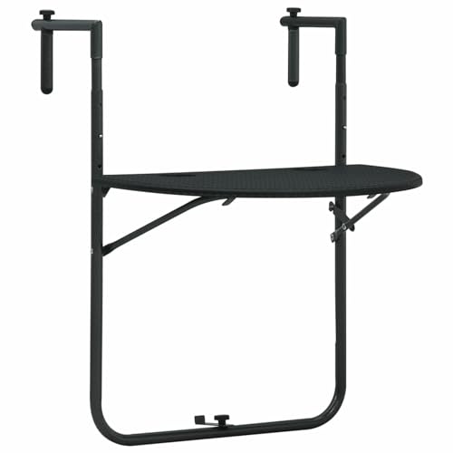 Xichuzi Balkonhängetisch, Balkontisch, Balkonmöbel Kleiner Balkon, Balkon Möbel, Gartentisch, Tisch Klein, Schwarz 60x64x83,5 cm Kunststoff Rattanoptik von Xichuzi
