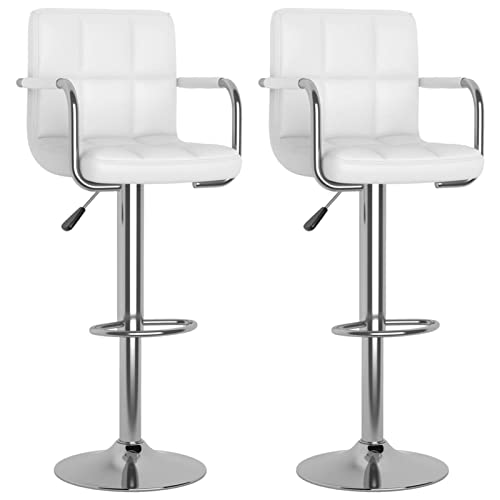 Xichuzi Barhocker 2 STK Bistrohocker, Barstuhl, Tresenhocker, Thekenhocker, Bar Hocker, Barstools, Bar Stools, Bar Chair, Weiß Kunstleder - 334593 von Xichuzi