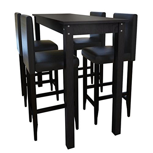 Xichuzi Barset Bartisch mit 4 Barhockern, Esstisch Mit Stühlen, Wohnzimmer Möbel, Bartisch Set, Küchenbar, Bar Möbel, Schwarz von Xichuzi