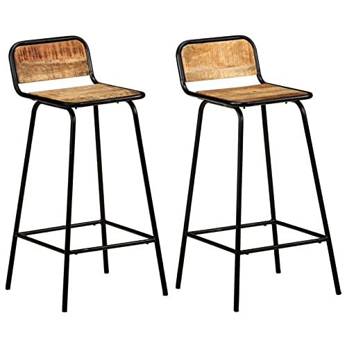 Xichuzi Barstühle 2 STK Barhocker, Thekenhocker, Küchenhocker, Bar Stools, Tresenstuhl, Bar Hochstuhl, Barstools, Küchenbarhocker, Massivholz Mango von Xichuzi