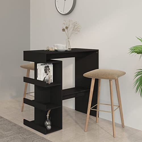 Xichuzi Bartisch mit Regal, Stehtisch Küche, Tisch, Hochtisch, Bartische & -theken, Esstisch, Bar Tisch, Bar Table, Schwarz 100x50x101,5 cm Spanplatte von Xichuzi