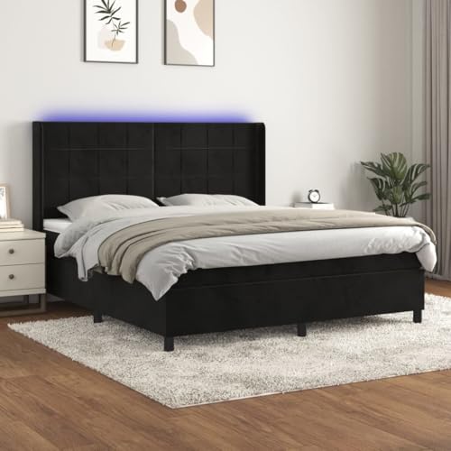 Xichuzi Boxspringbett mit Matratze & Schwarz 180x200 cm Samt, Bett, Bettrahmen, Gästebett, Bed Frame, Jugendbett - 3139579 von Xichuzi
