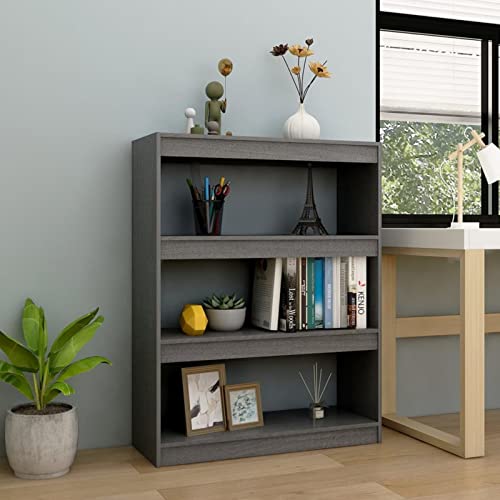 Xichuzi Bücherregal/Raumteiler Grau 100x30x103 cm Kiefer Massivholz, Bookshelf, Regalbrett, Book Shelf, Bücher Regal, Deko Regal Wohnzimmer, Standregal - 808215 von Xichuzi