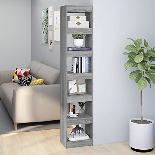 Xichuzi Bücherregal/Raumteiler Grau Sonoma 40x30x198 cm, Bookshelf, Regalbrett, Book Shelf, Bücher Regal, Deko Regal Wohnzimmer, Standregal - 813597 von Xichuzi