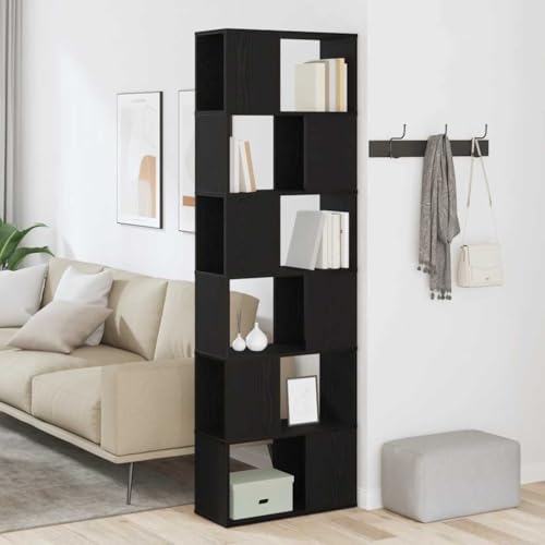 Xichuzi Bücherregal/Raumteiler Schwarz Eichen-Optik 60x24x186 cm, Bookshelf, Regalbrett, Book Shelf, Bücher Regal, Deko Regal Wohnzimmer, Standregal - 862078 von Xichuzi