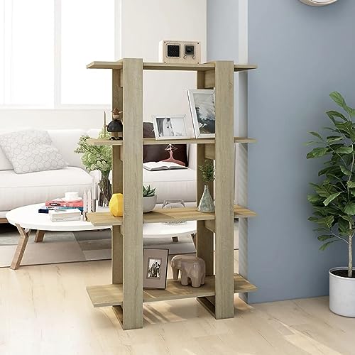 Xichuzi Bücherregal/Raumteiler Sonoma-Eiche 80x30x123,5 cm, Bookshelf, Regalbrett, Book Shelf, Bücher Regal, Deko Regal Wohnzimmer, Standregal - 811577 von Xichuzi