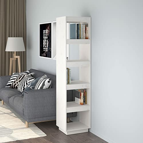 Xichuzi Bücherregal/Raumteiler Weiß 40x35x167 cm Massivholz Kiefer, Bookshelf, Regalbrett, Book Shelf, Bücher Regal, Deko Regal Wohnzimmer, Standregal - 810855 von Xichuzi