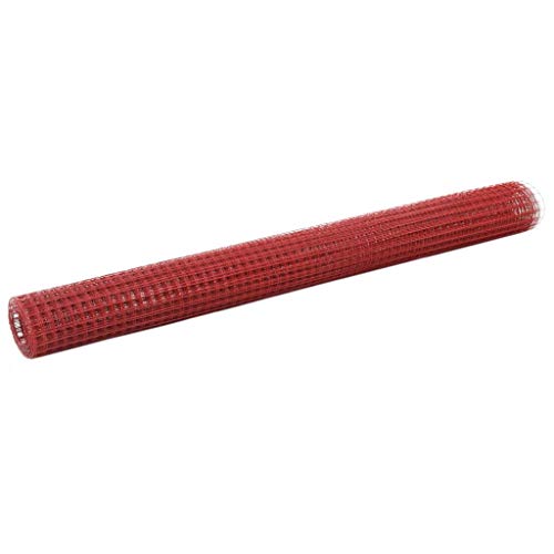 Xichuzi Drahtzaun Stahl mit PVC-Beschichtung 10x1,5 m Rot, Maschendrahtzaun, Gartenzaun, Hühnerzaun, Hundezaun, Hasendraht, Draht Zaun 143672 von Xichuzi