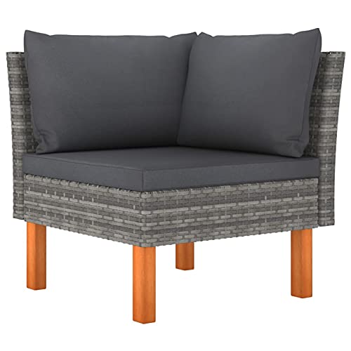 Xichuzi Ecksofa, Lounge Sofa Outdoor, Garten Loungemöbel, Gartensofa, Gartenlounge, Balkon Set Möbel, Poly Rattan und Eukalyptus Massivholz von Xichuzi