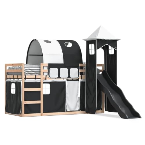 Xichuzi Etagenbett mit Rutsche und Gardinen Weiß und Schwarz 90x190 cm, Bett, Bettgestell, Jugendbett, Schlafzimmer Bett, Bed Frame - 3284179 Xichuzi Etagenbett mit Rutsche und Gardinen Weiß und Schwarz 90x190 cm, Bett, Bettgestell, Jugendbett, Schlafzimmer Bett, Bed Frame - 3284179 von Xichuzi