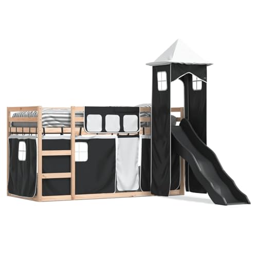 Xichuzi Etagenbett mit Rutsche und Gardinen Weiß und Schwarz 90x200 cm, Bett, Bettgestell, Jugendbett, Schlafzimmer Bett, Bed Frame - 3284188 Xichuzi Etagenbett mit Rutsche und Gardinen Weiß und Schwarz 90x200 cm, Bett, Bettgestell, Jugendbett, Schlafzimmer Bett, Bed Frame - 3284188 von Xichuzi